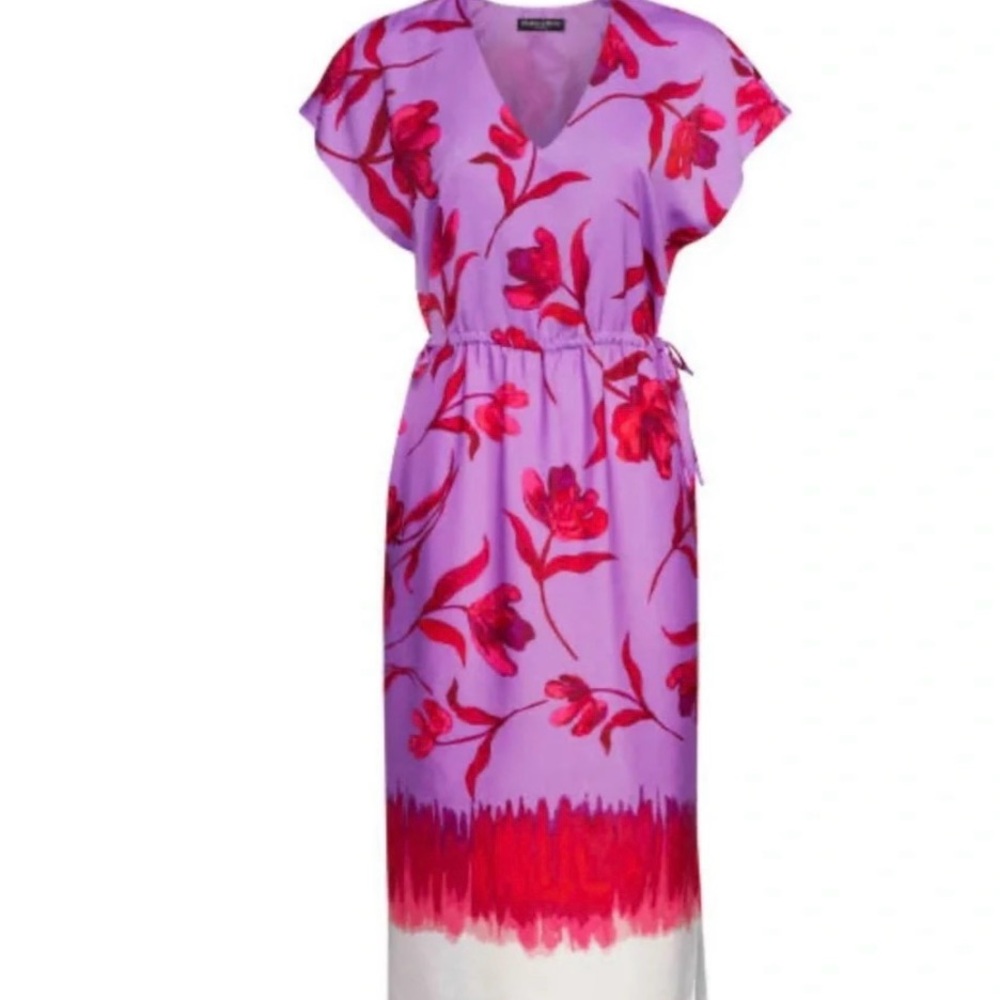 Prabal Gurung Lavender & Magenta Floral Midi Dress L